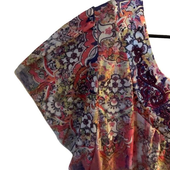 Pre Owned Women's Apt 9 Floral Flowing Blouse Sz XL Embrace Your Inner Hippie - Picture 7 of 9